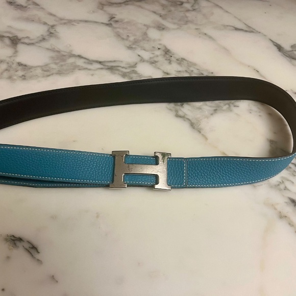 Authentic Hermes Belt -  Blue/Black reversible main image 4
